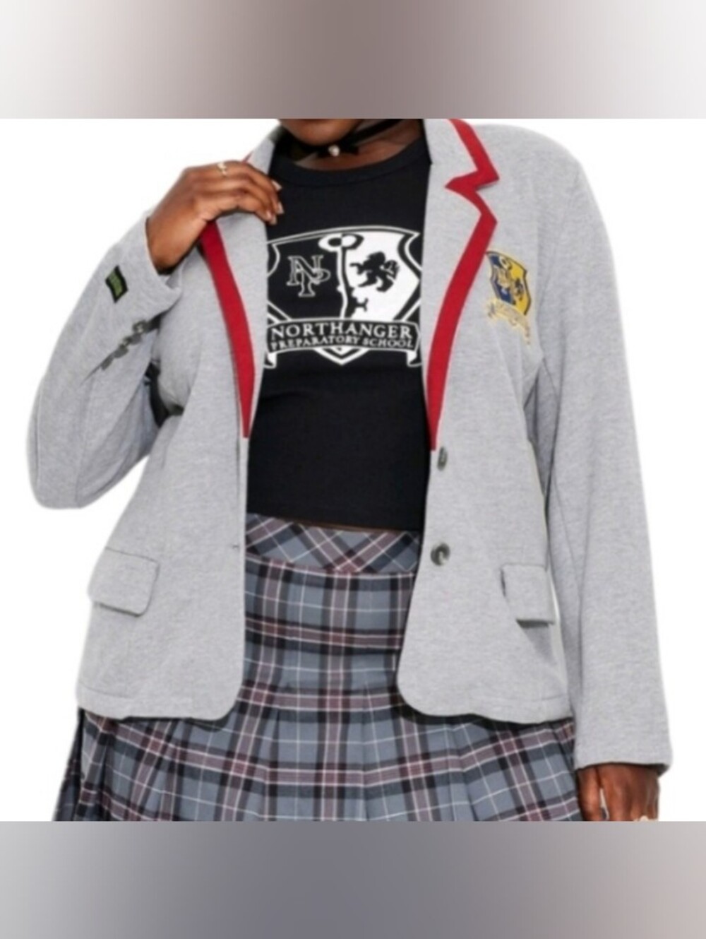 NWT Beetlejuice Beetlejuice Astrid Women's Sz XXL School Blazer Gray Burgundy